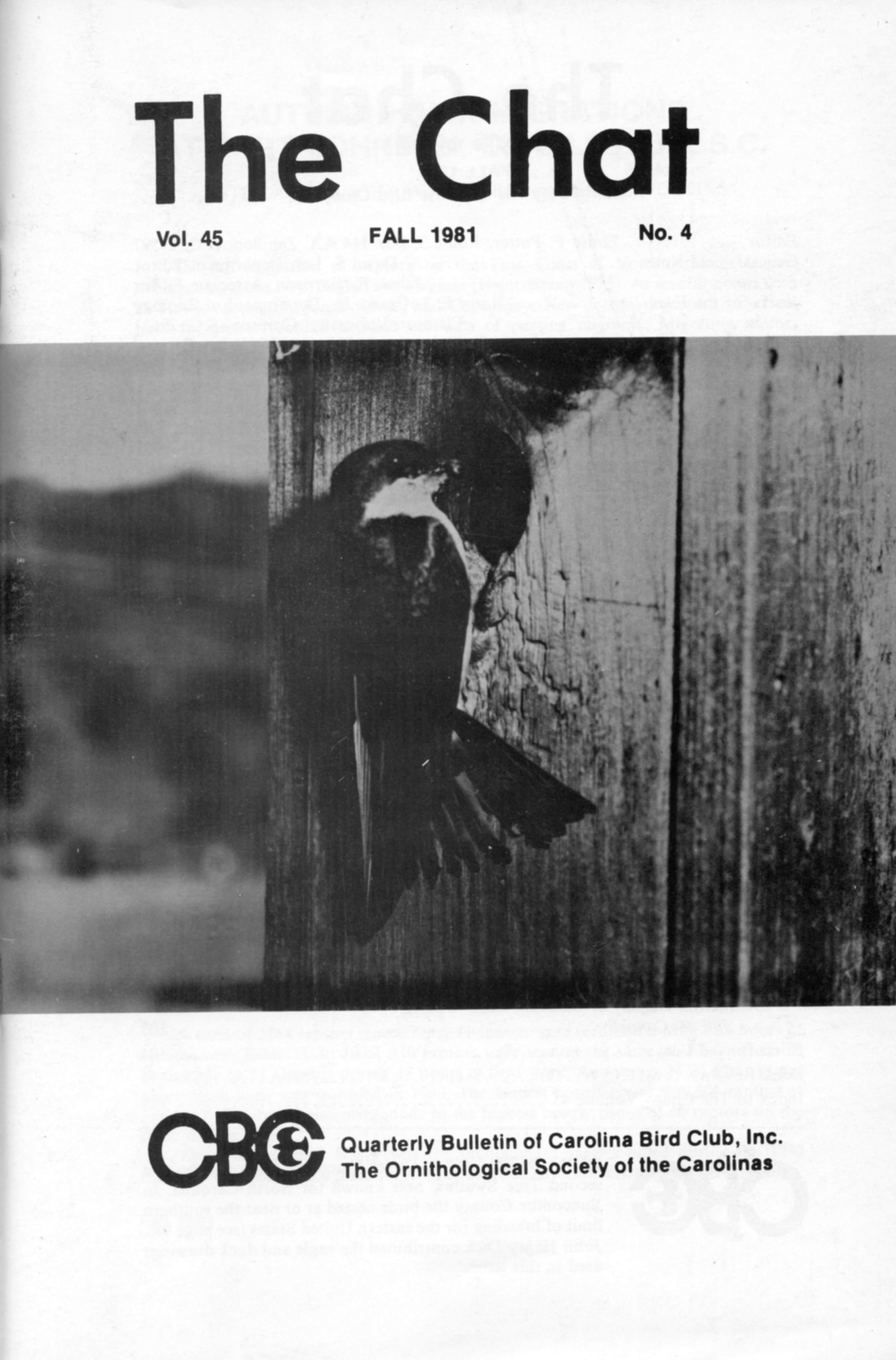 Cover of The Chat Volume 45 Number 4 (Fall 1981)